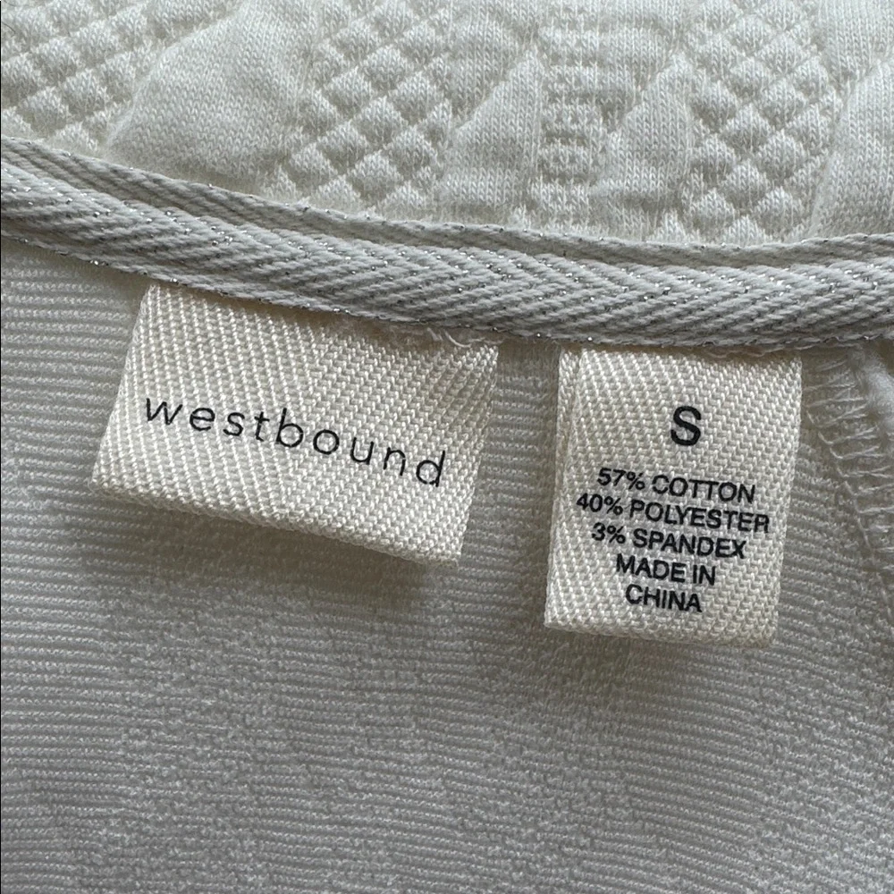 Westbound white textured cable knit cotton stretch full zip vest size small